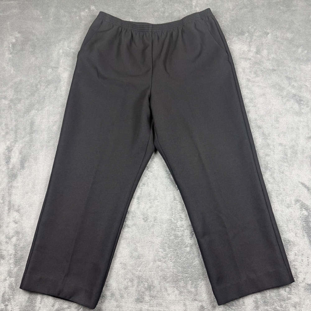 Alfred Dunner Women Black Elastic Waist Straight Leg Pants Size 16